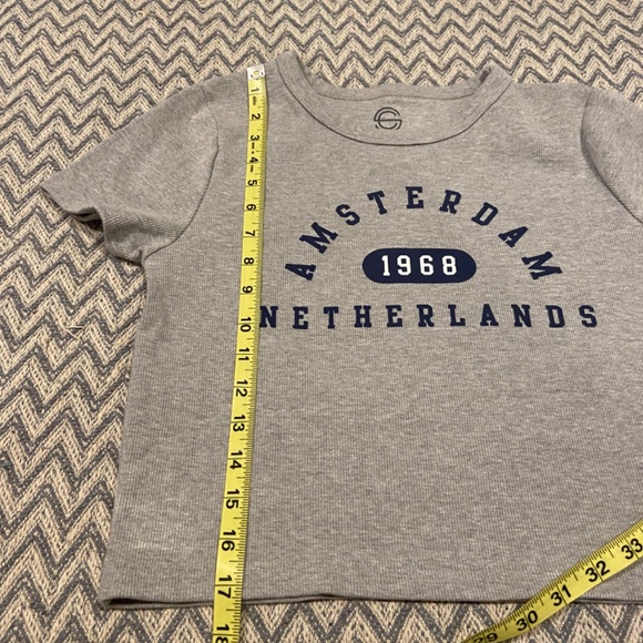 Social Club Amsterdam Gray Ribbed Cropped T-Shirt – XL, 100% Cotton - Picture 4 of 6